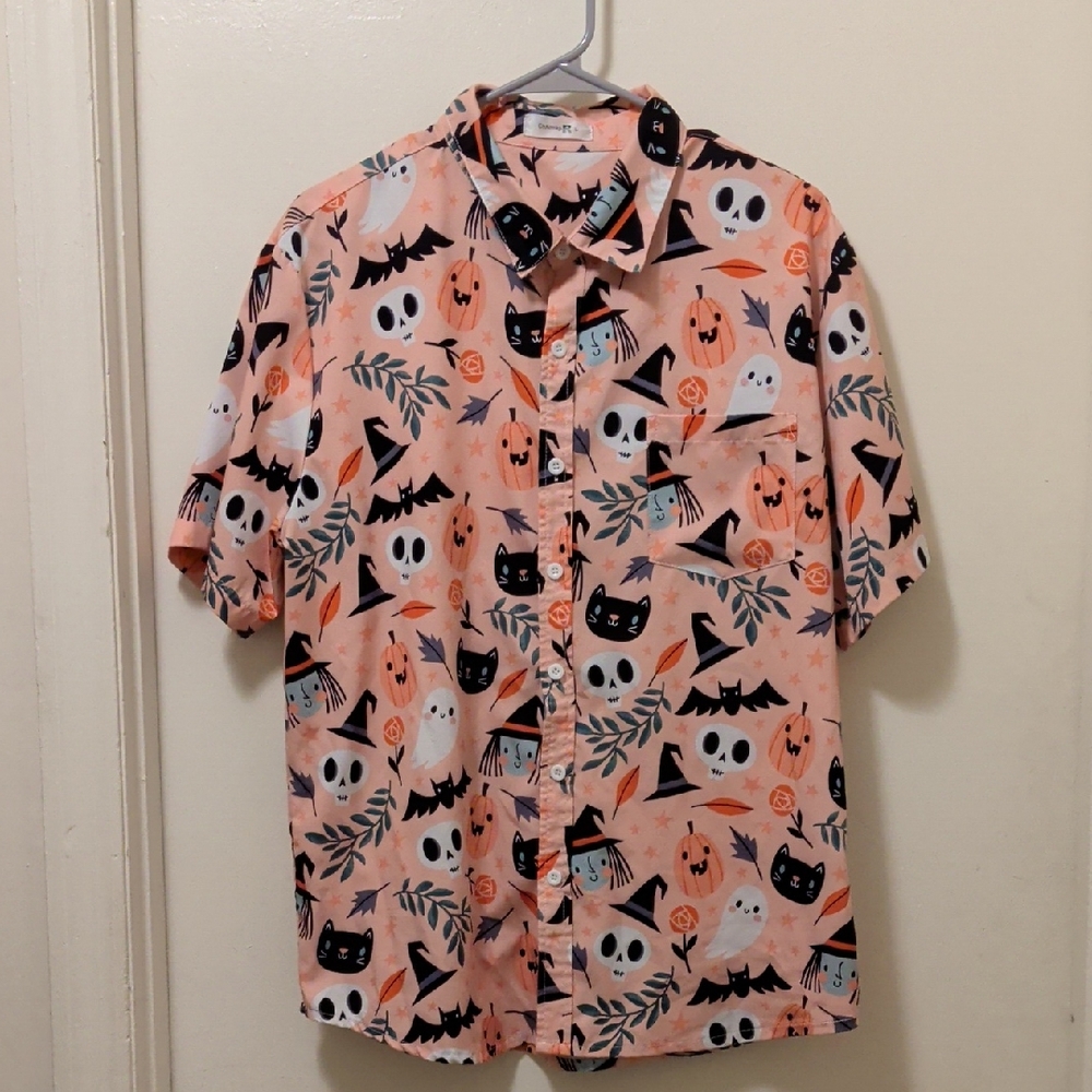 Halloween-Themed Men's Casual Button Down Shirt